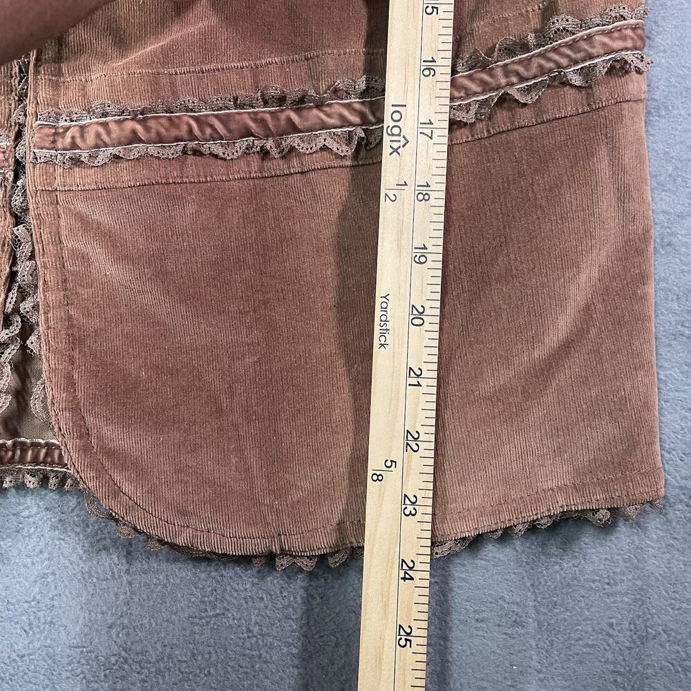 Venezia Womens Y2K Corduroy Jacket Size 14/16 Ruffle Trim Boho Western Brown - Picture 3 of 8